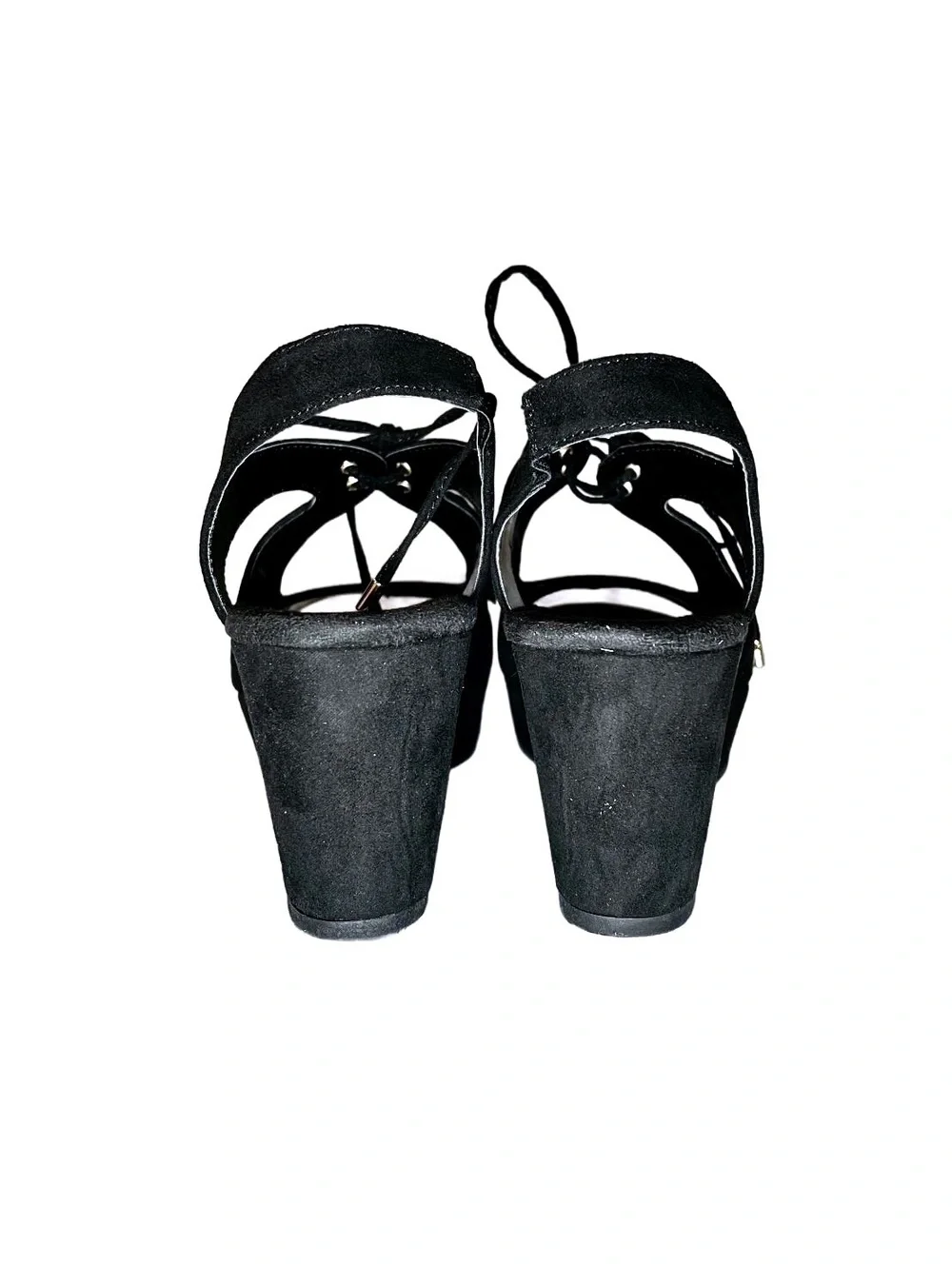 TOETOS Women's Black Suede Lace-Up Wedges Size 8 NWB
